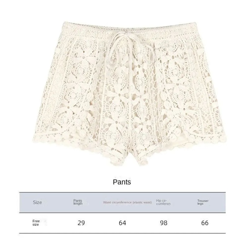Boho Crochet High Waist Summer Shorts With LaceUp Detail 5