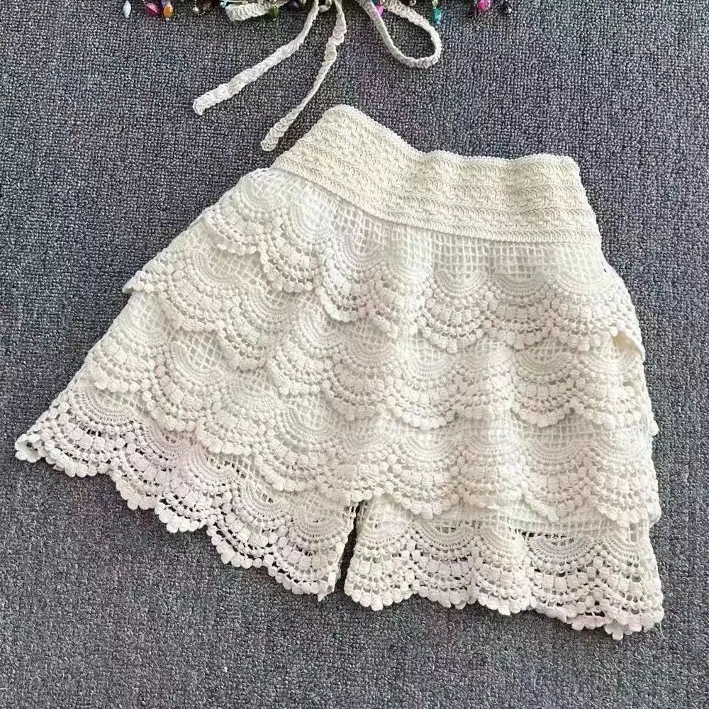 Boho Crochet High Waist Summer Shorts With LaceUp Detail 8