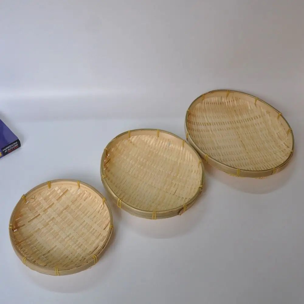 Handwoven Bamboo Serving Tray Basket Natural Bamboo Tray For Bread Fruit Home Display 3