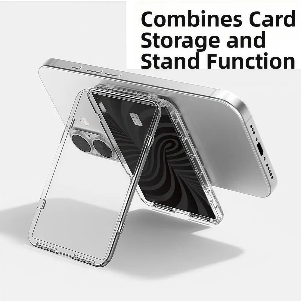 MagSafe Clear Magnetic Card Holder With Stand Slim Transparent Card Sleeve For IPhone 5