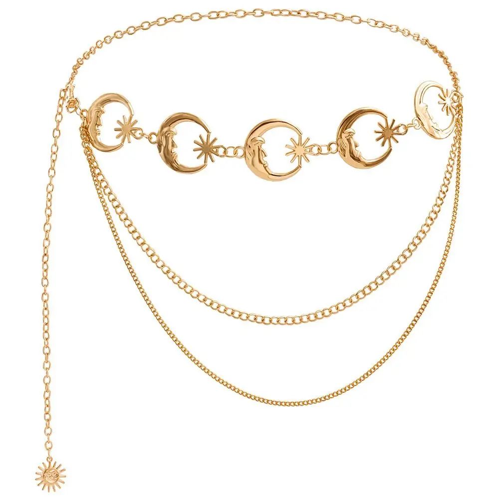 Vintage Moon Layered Waist Chain Belt For Women Punk Hip Hop High Waist Statement Accessory 6