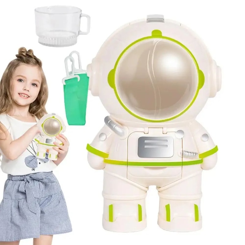 Astronaut Kids Water Dispenser Bottle Cute Astronaut Water Bottle With Straw Easy Press Design 2