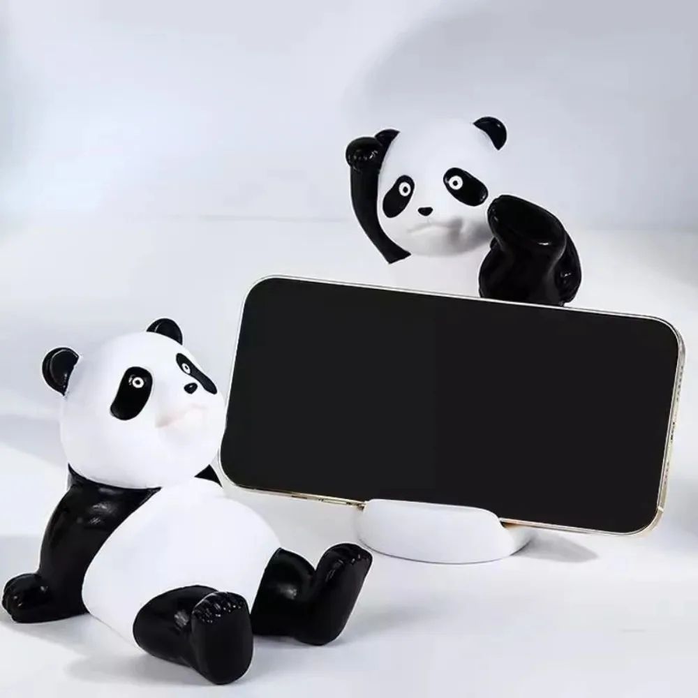 Panda Phone Stand Resin Figurine For Cute Desk Decor 3
