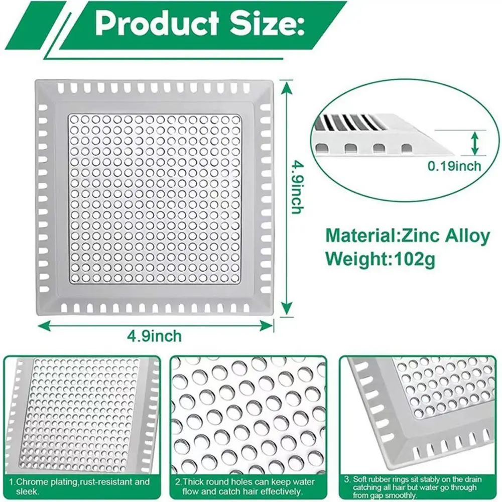 Stainless Steel Shower Drain Hair Catcher Bathtub Drain Filter Protector 4