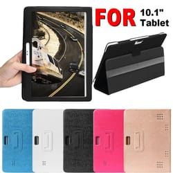 universal leather flip stand tablet case for 10.1 inch devices – adjustable protective cover