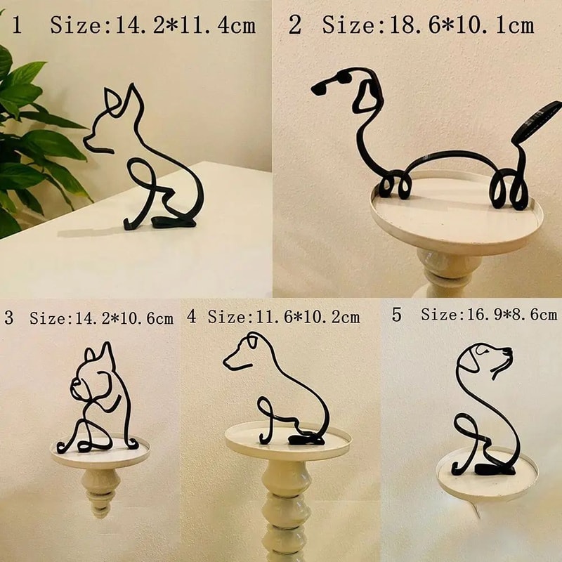 Modern Wrought Iron Dog Figurine For Minimalist Home Decor 5