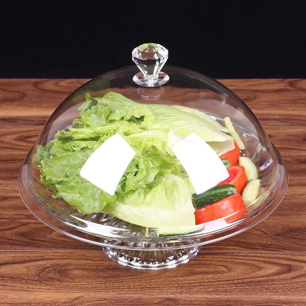 Elegant Acrylic Cake Stand With Cover Dustproof Dessert Display Dome 0