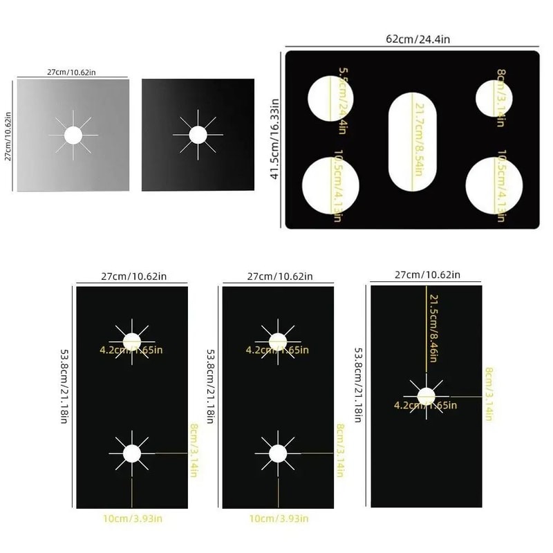 5Hole Reusable Stovetop Protector Gas Stove Liner Set 5