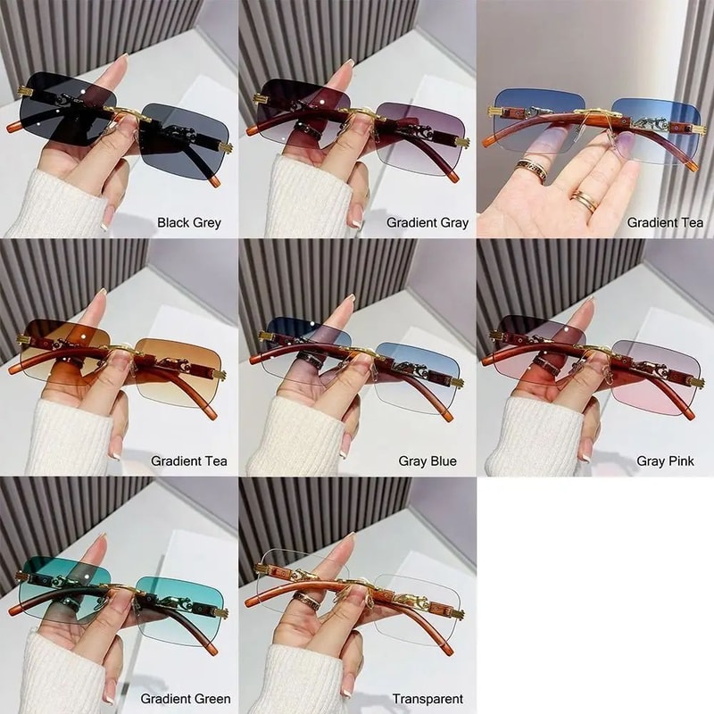 Retro Rimless UV400 Sunglasses Minimalist Cut Edge Fashion Shades 4