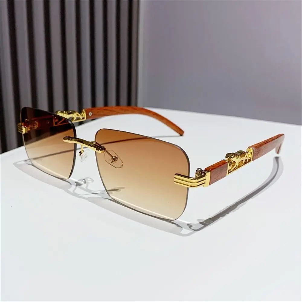 Retro Rimless UV400 Sunglasses Minimalist Cut Edge Fashion Shades 9