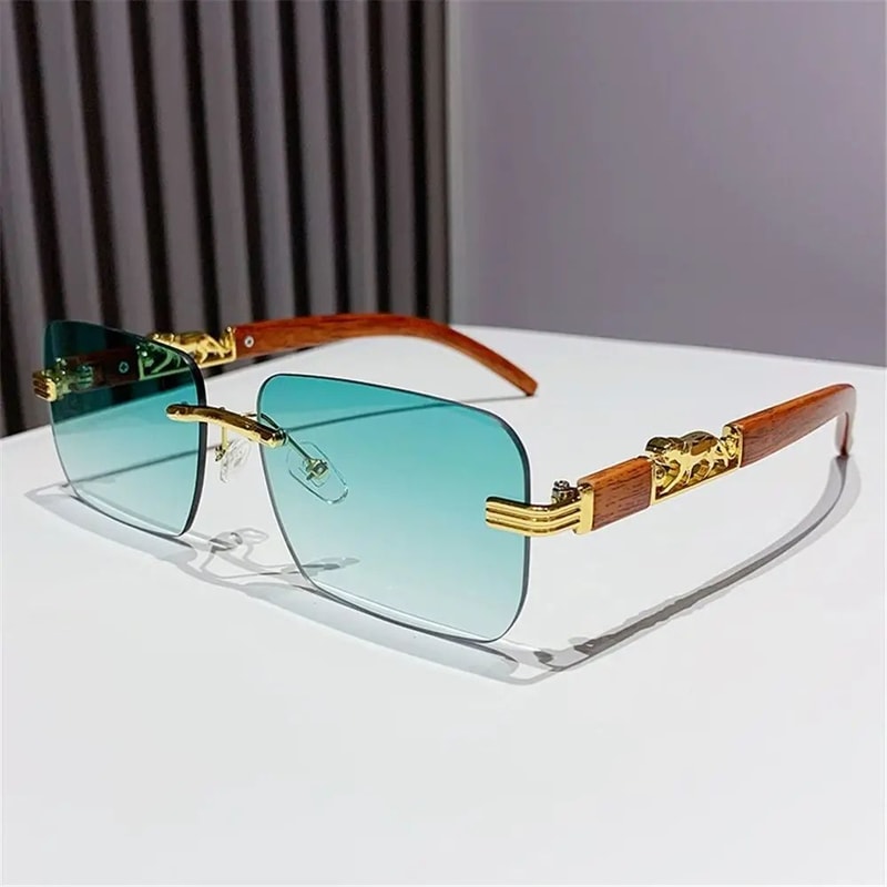 Retro Rimless UV400 Sunglasses Minimalist Cut Edge Fashion Shades 12