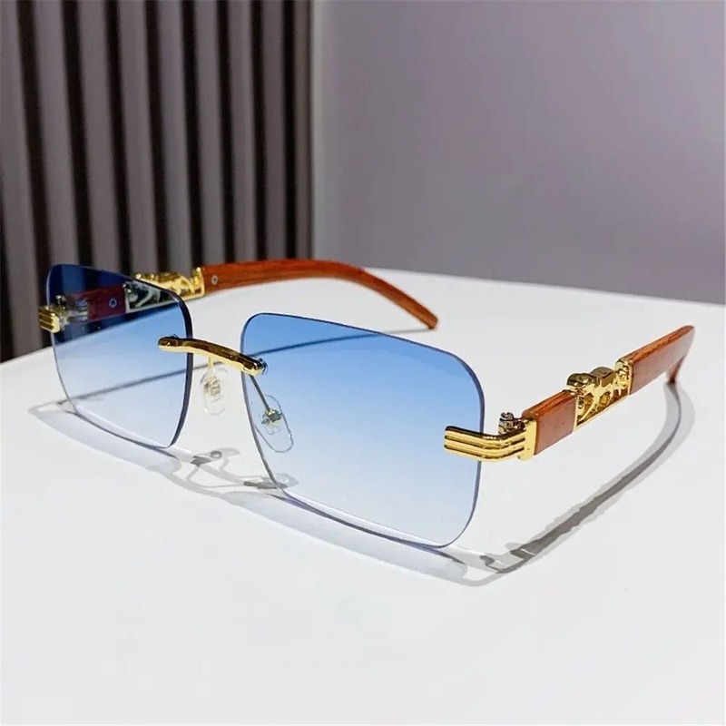 Retro Rimless UV400 Sunglasses Minimalist Cut Edge Fashion Shades 13