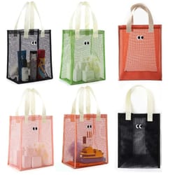 cartoon big eyes mesh beach bag & travel cosmetic organizer