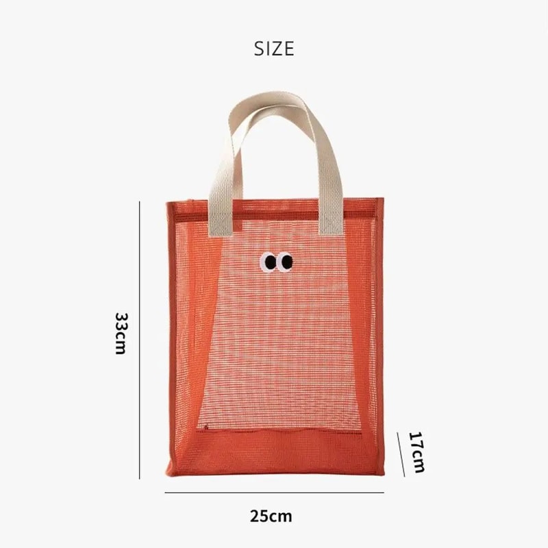 Cartoon Big Eyes Mesh Beach Bag Travel Cosmetic Organizer 5
