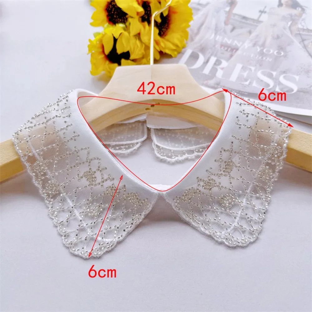 Elegant Detachable Lace Collar With Embroidered Beaded Detail Vintage Shawl 5