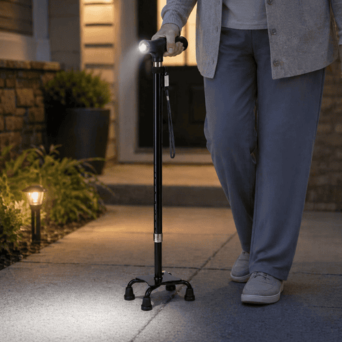 Premium Retractable Adjustable Walking Cane with LED Light for Seniors & Elders