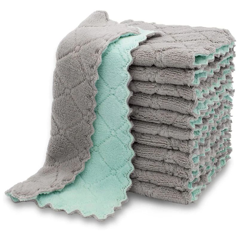 10Piece Microfiber Dish Towels Set Super Absorbent Coral Velvet Kitchen Cleaning Cloths 0