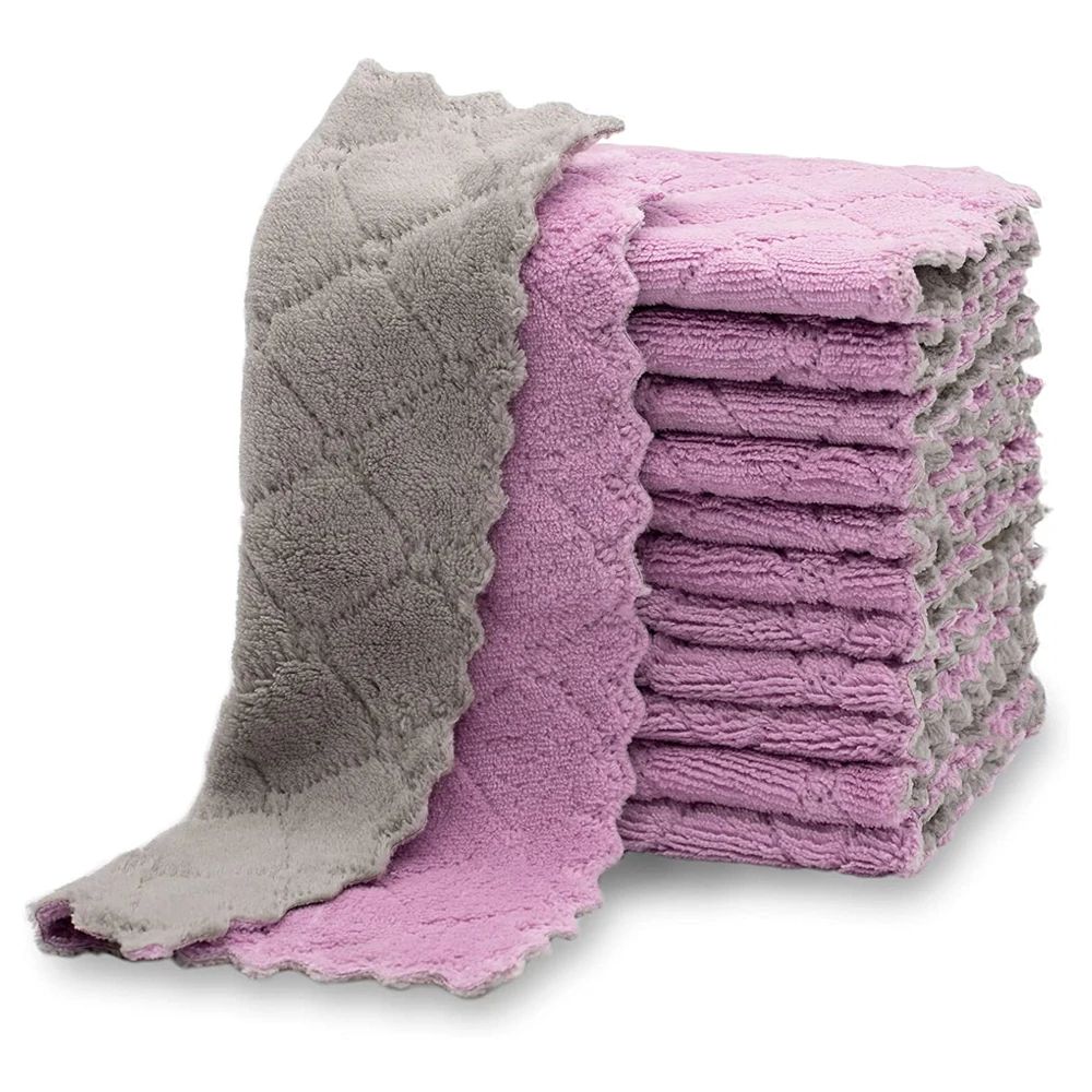 10Piece Microfiber Dish Towels Set Super Absorbent Coral Velvet Kitchen Cleaning Cloths 8