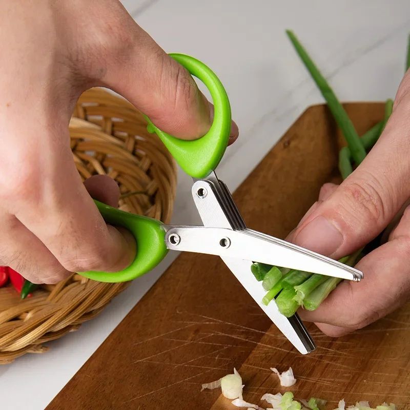 5Blade Herb Scallion Kitchen Scissors Stainless Steel Herb Scissors For Fast Meal Prep 1