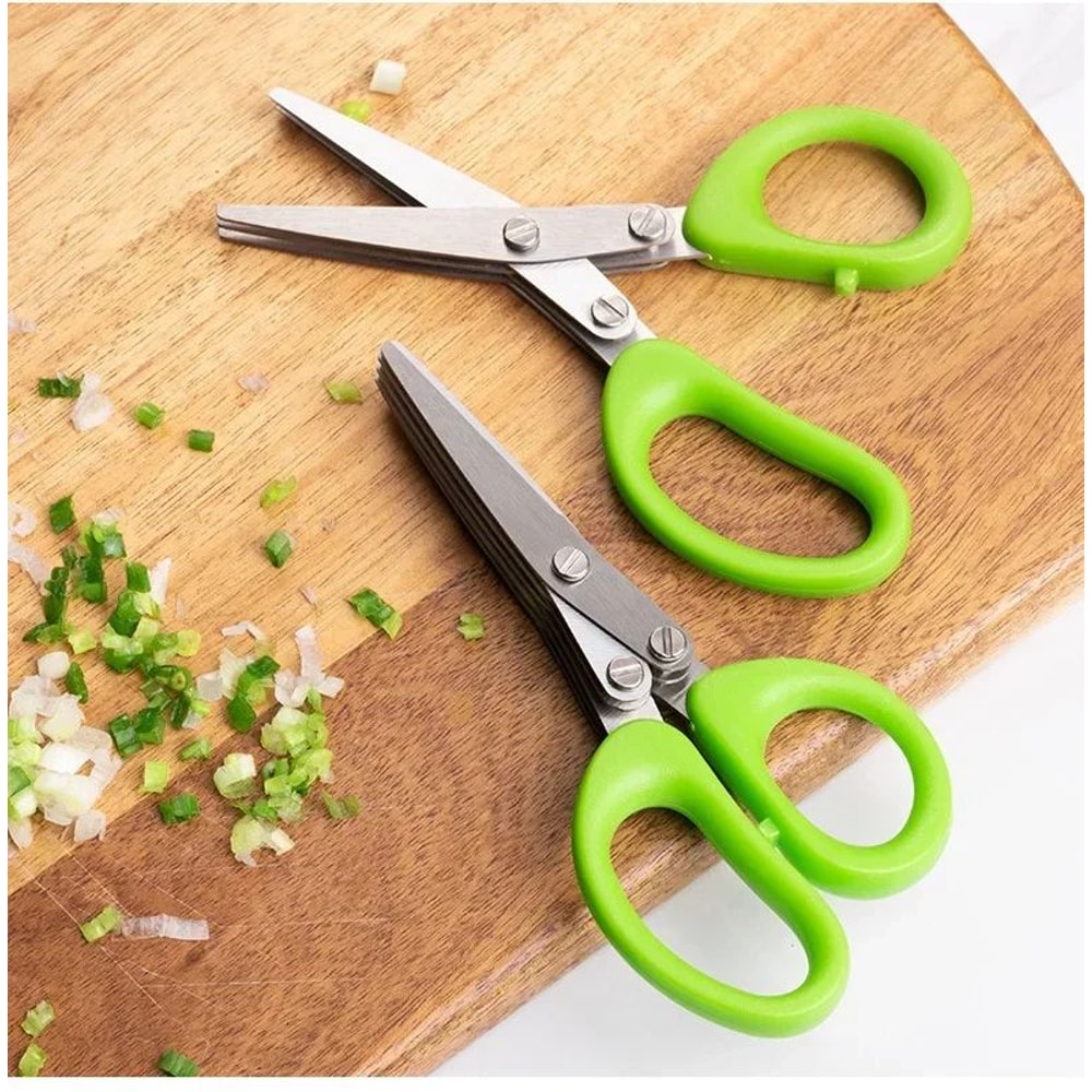 5Blade Herb Scallion Kitchen Scissors Stainless Steel Herb Scissors For Fast Meal Prep 3