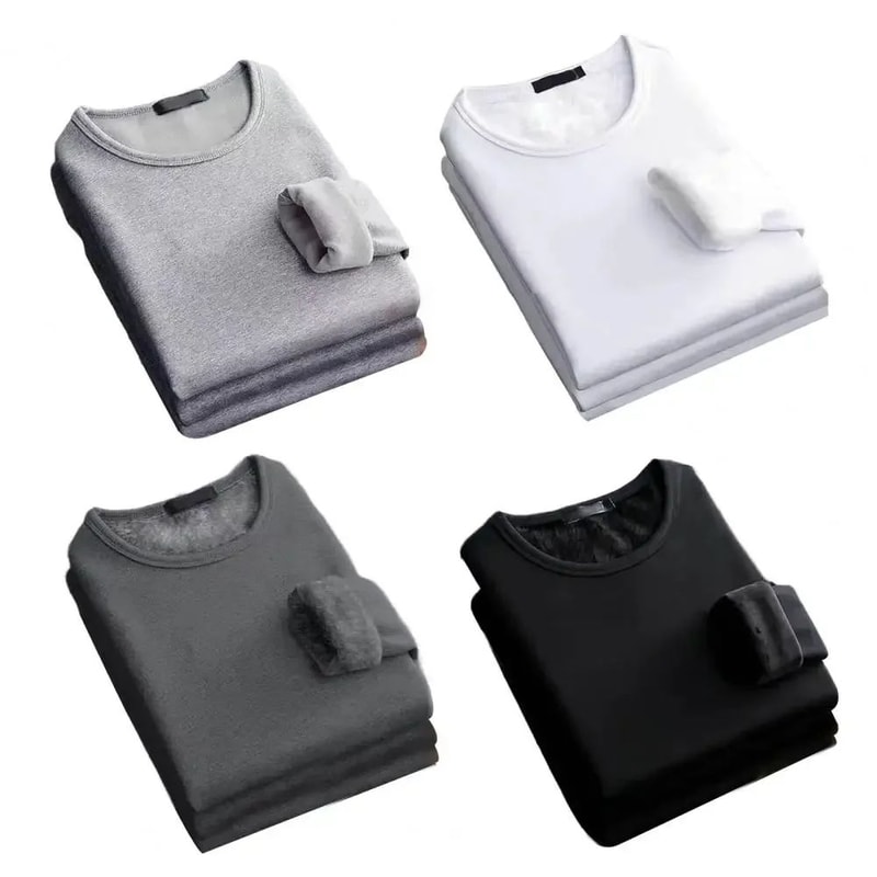 Mens FleeceLined Thermal Shirt Winter Warm Base Layer Tee 0