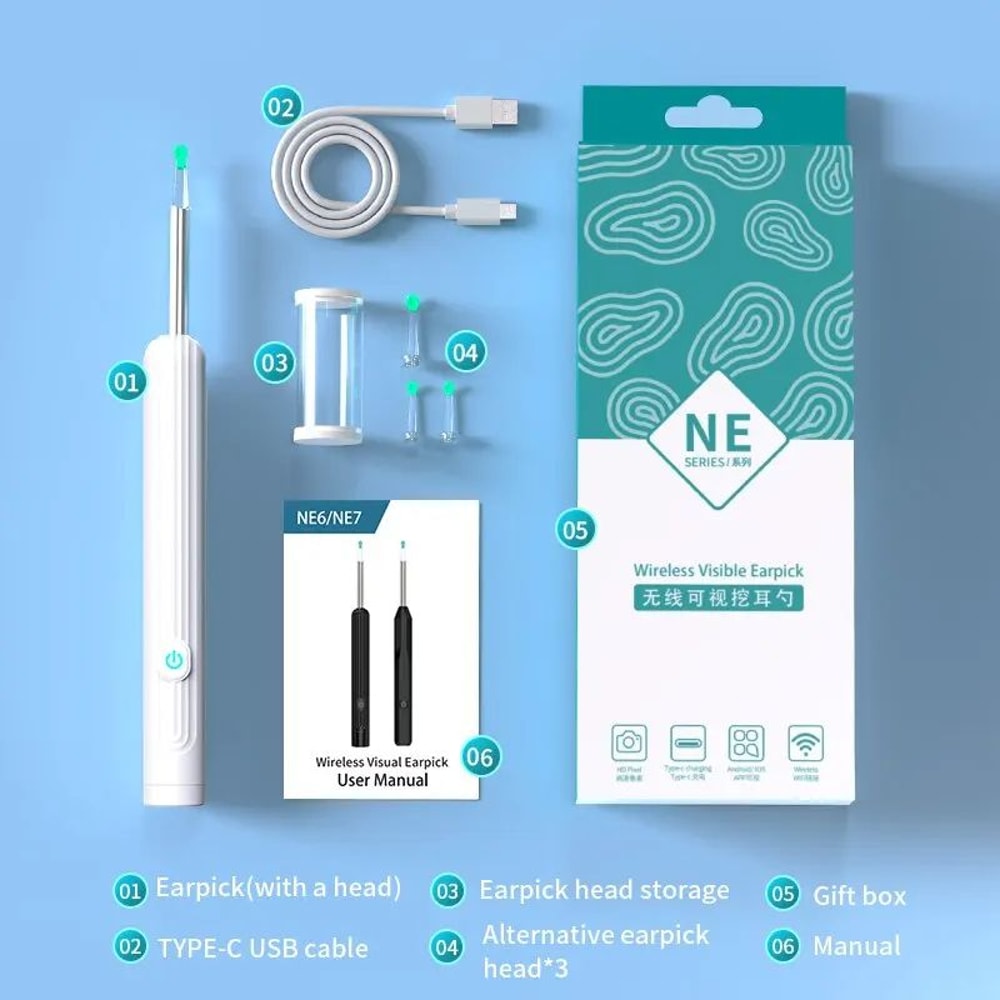 SmartSight Pro Ear Wax Remover Camera With 1296P HD Otoscope 6