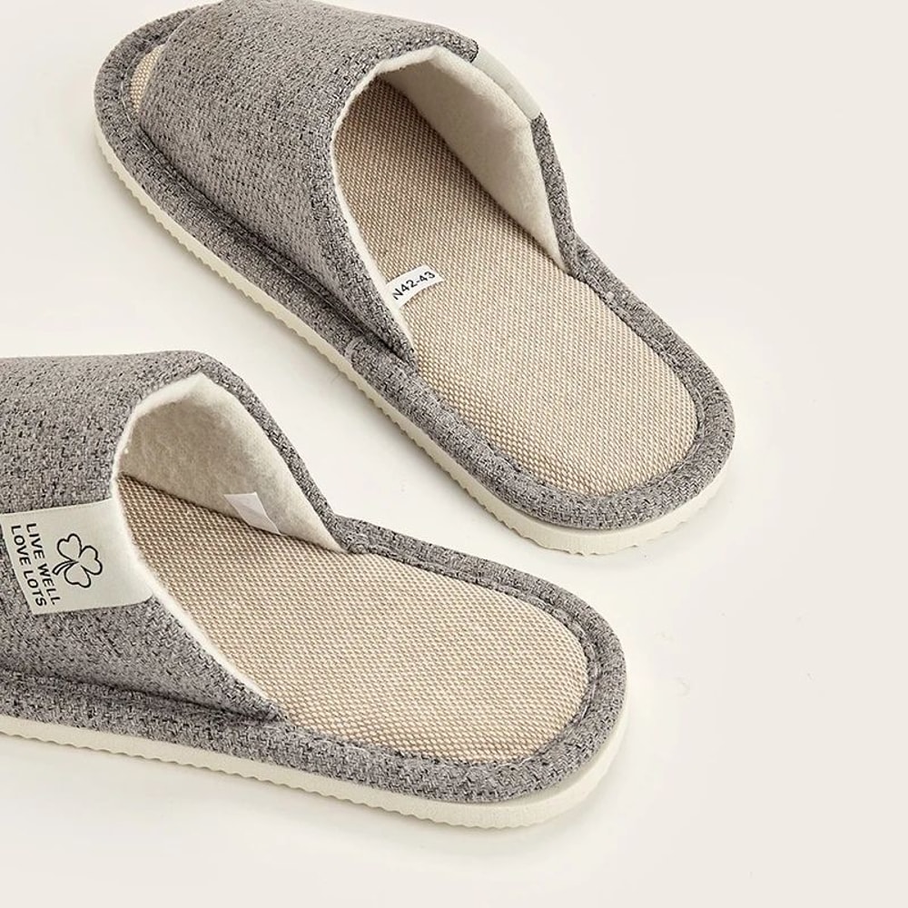 ComfortEase Linen Slippers Breathable OpenToe House Slippers For Men Women 5