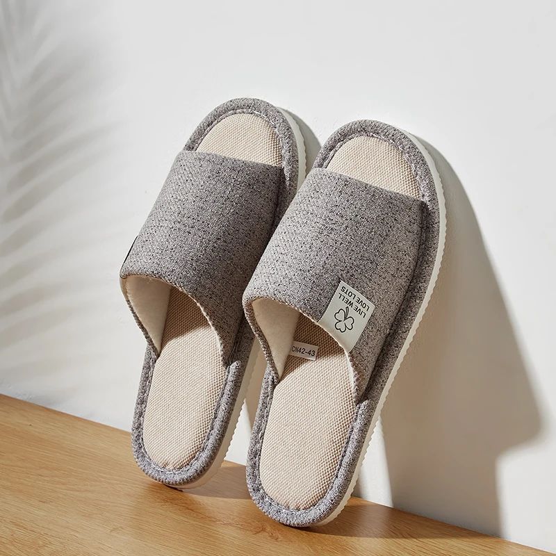 ComfortEase Linen Slippers Breathable OpenToe House Slippers For Men Women 8