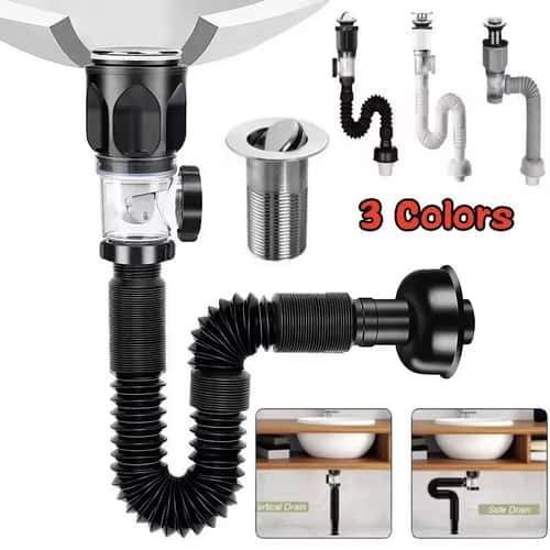Flexible Anti-Odor Sink Drain Pipe with Deodorizing Filter