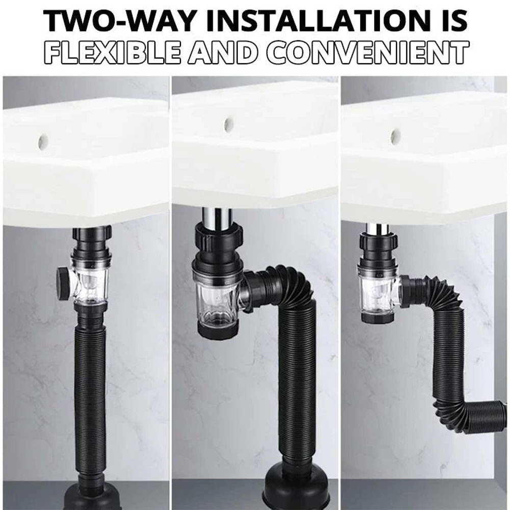 Flexible AntiOdor Sink Drain Pipe With Deodorizing Filter 1