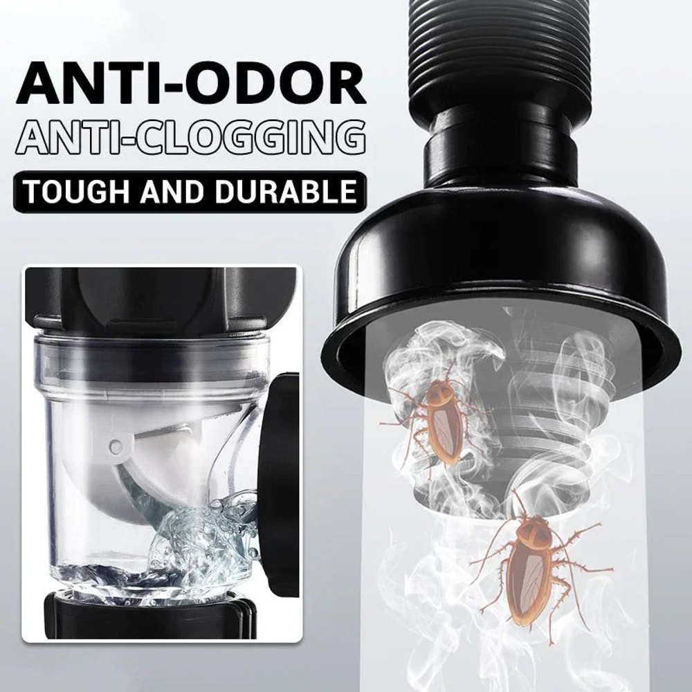 Flexible AntiOdor Sink Drain Pipe With Deodorizing Filter 2