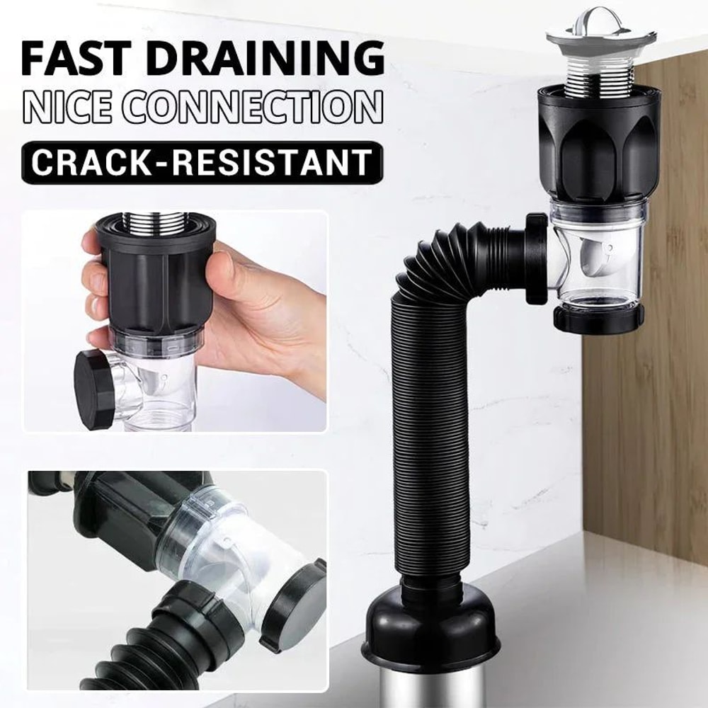 Flexible AntiOdor Sink Drain Pipe With Deodorizing Filter 5
