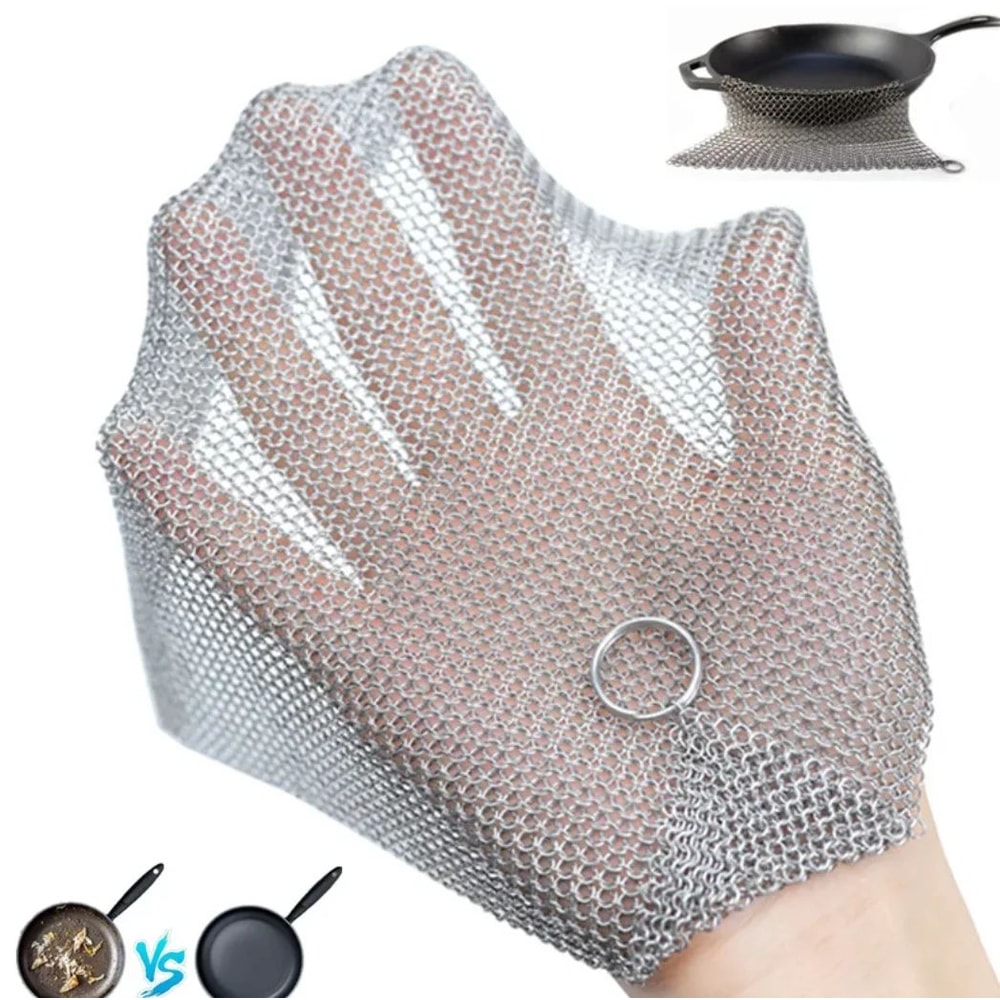 Premium 316 Stainless Steel Cast Iron Cleaner Chainmail Scrubber For Skillets Pots Pans 0