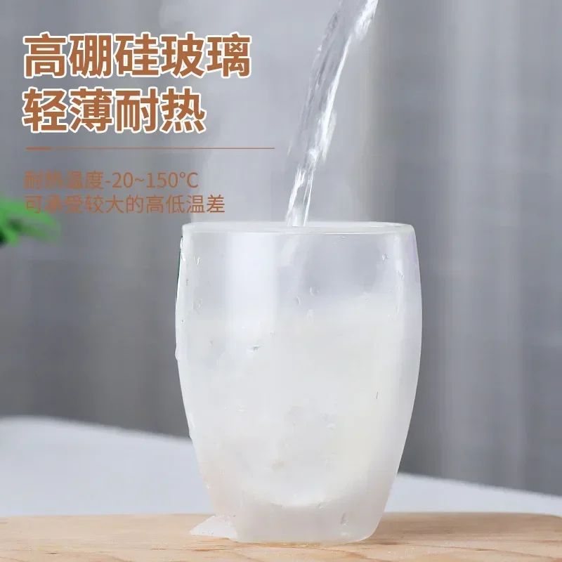 Double Wall HeatResistant Glass Coffee Tea Mug Set 3
