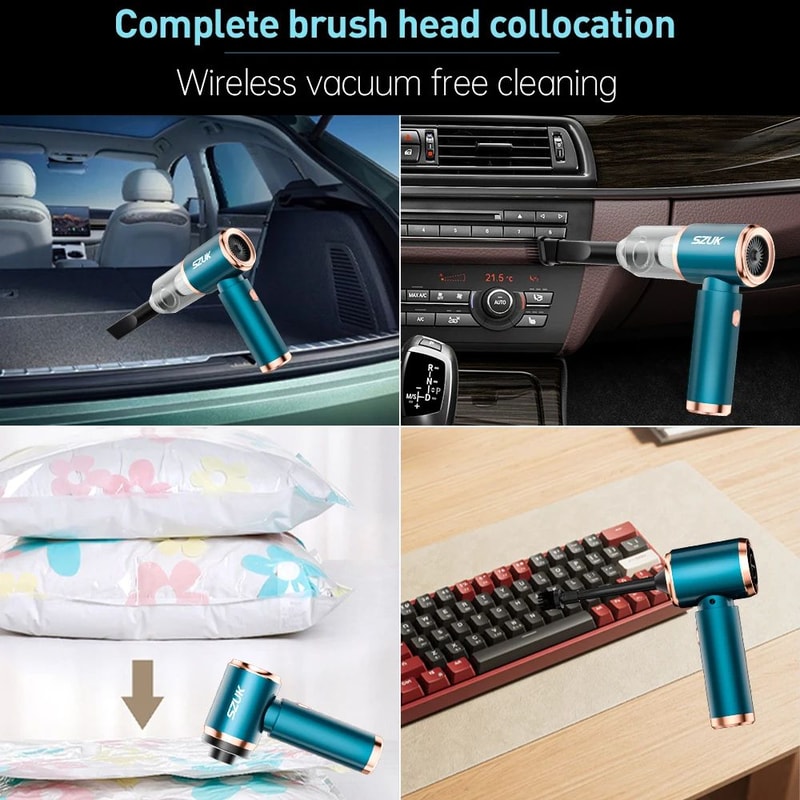 SZUK Cordless Car Vacuum Cleaner Portable HighSuction Handheld Mini Vacuum For Car Home Keyboard 3