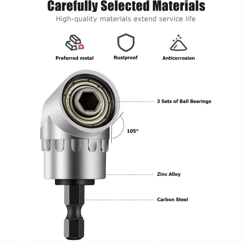 105 Degree Right Angle Drill Adapter Socket Extension Set 3