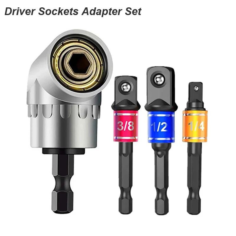 105 Degree Right Angle Drill Adapter Socket Extension Set 8