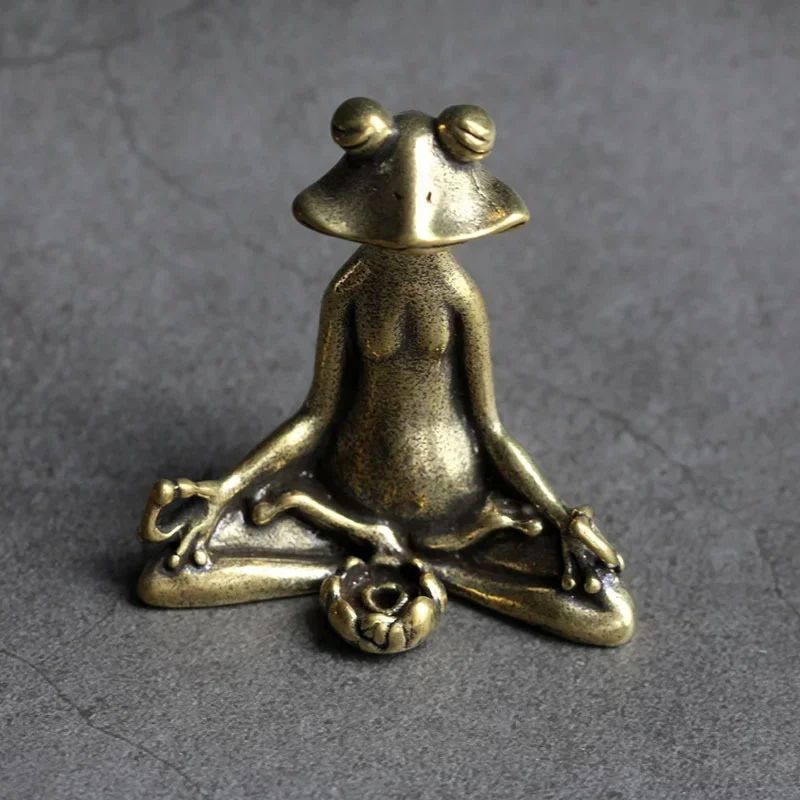 Pure Copper Zen Frog Incense Holder Tea Pet Ornament 2