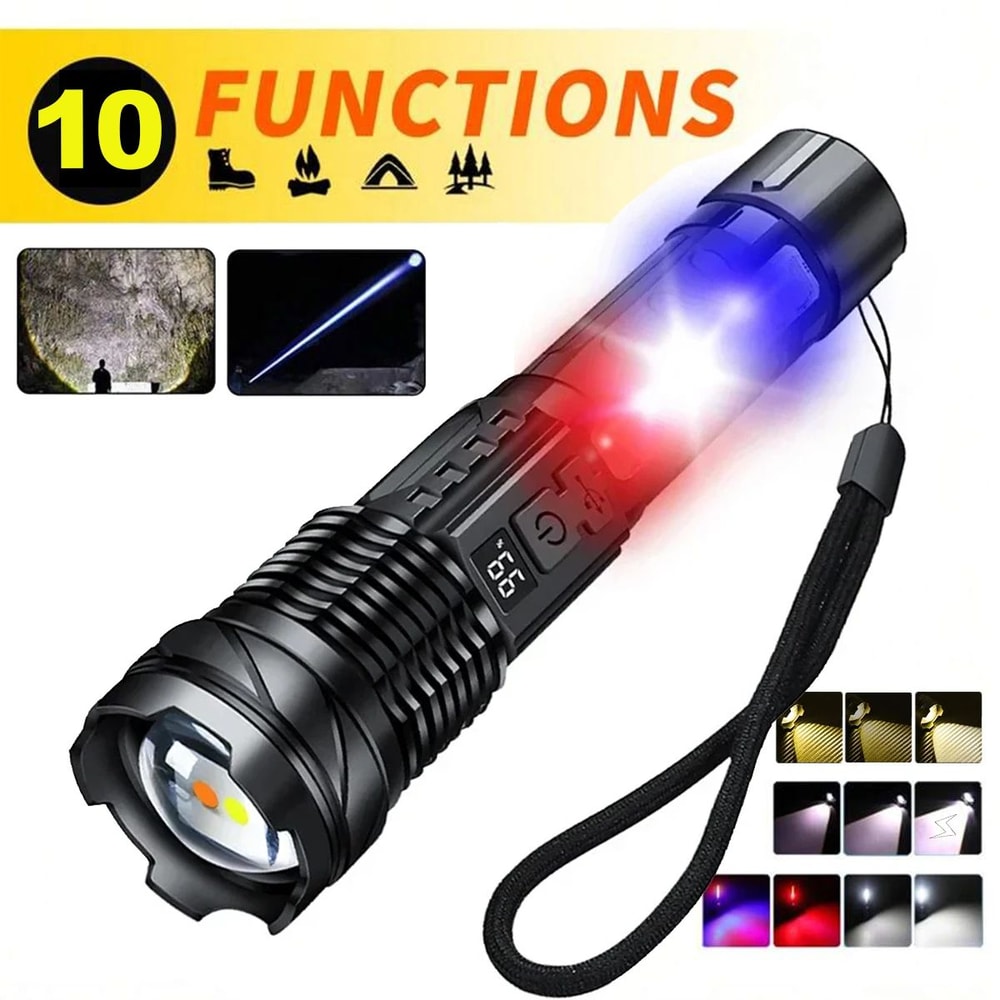 Heinast Rechargeable LED Flashlight With COB Side Light For Camping 9