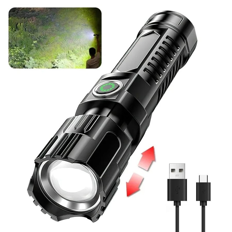 LumaStrike X2000 Tactical LED Flashlight USB Rechargeable Zoom Torch 10