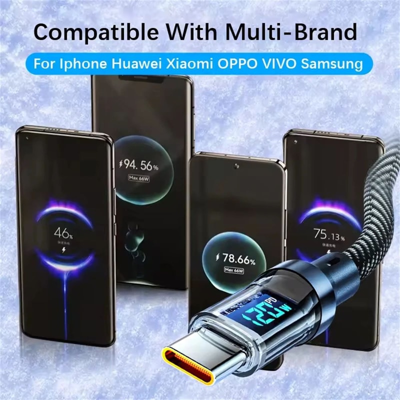 NNBILI 100W USBC Fast Charging Cable With LED Power Display 4