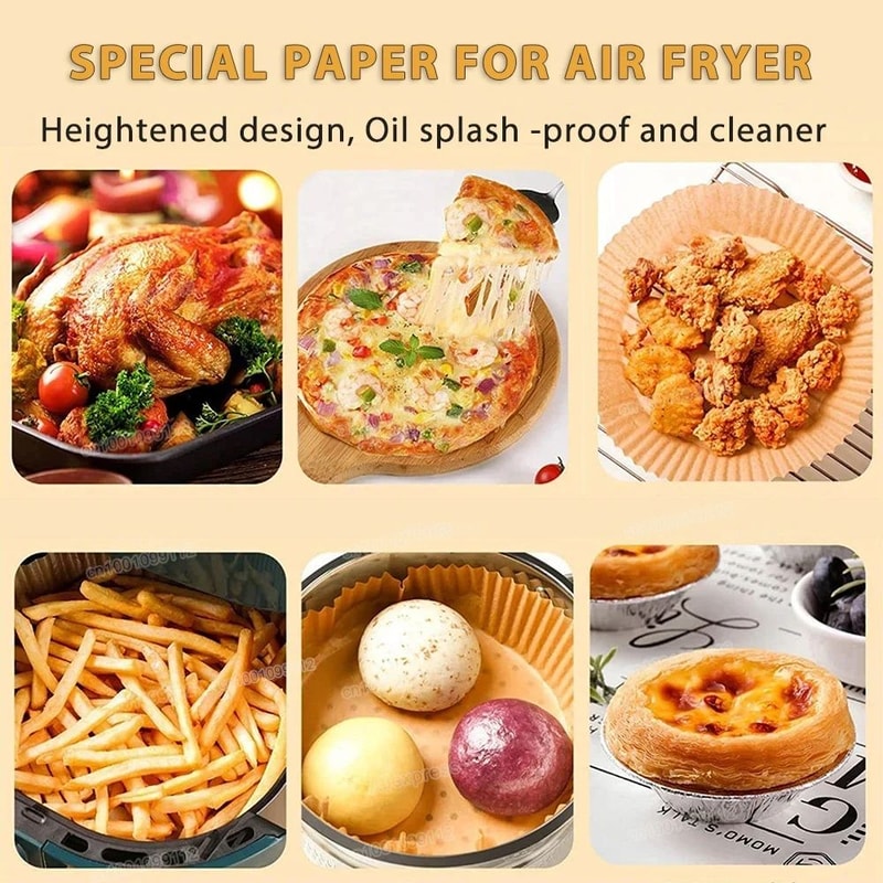 CrispClean Air Fryer Paper Liners Disposable NonStick Parchment Sheets For Easy Air Fryer Cooking 2