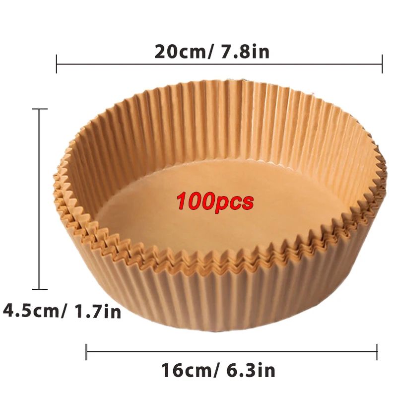 CrispClean Air Fryer Paper Liners Disposable NonStick Parchment Sheets For Easy Air Fryer Cooking 6