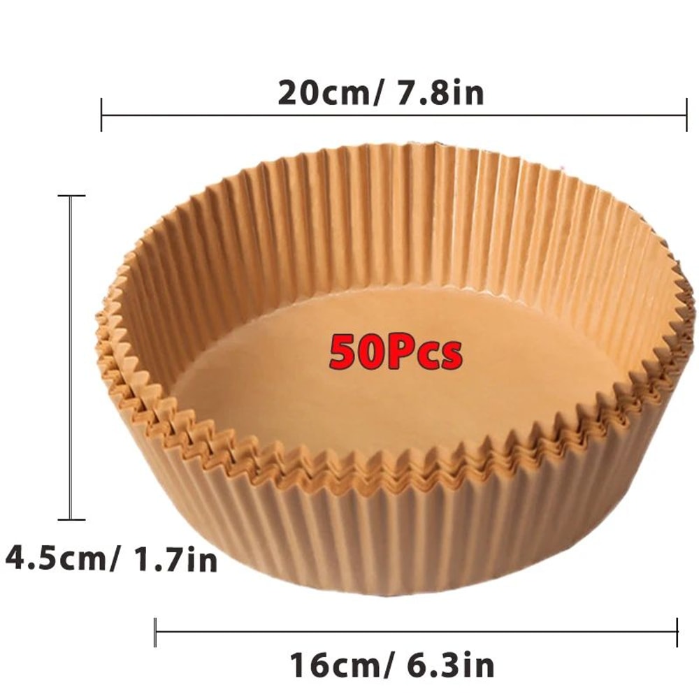 CrispClean Air Fryer Paper Liners Disposable NonStick Parchment Sheets For Easy Air Fryer Cooking 12