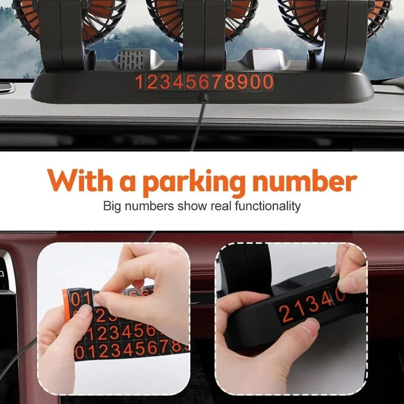 BreezeFlow 360 Triple Head Car Fan Adjustable USB 12V24V Cooling Fan For Cars Trucks Office Desk 4