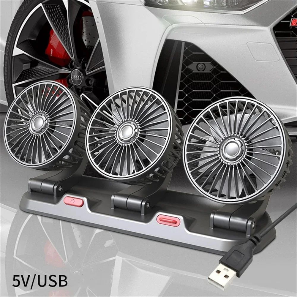 BreezeFlow 360 Triple Head Car Fan Adjustable USB 12V24V Cooling Fan For Cars Trucks Office Desk 9