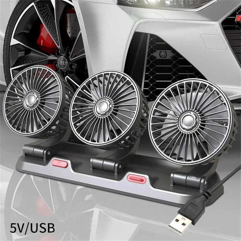 BreezeFlow 360 Triple Head Car Fan Adjustable USB 12V24V Cooling Fan For Cars Trucks Office Desk 9