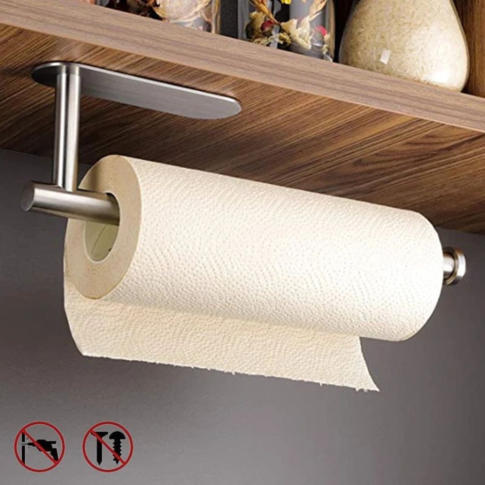 AquaStick Self Adhesive Toilet Paper Holder NoDrill Waterproof Bathroom Kitchen Roll Rack 0