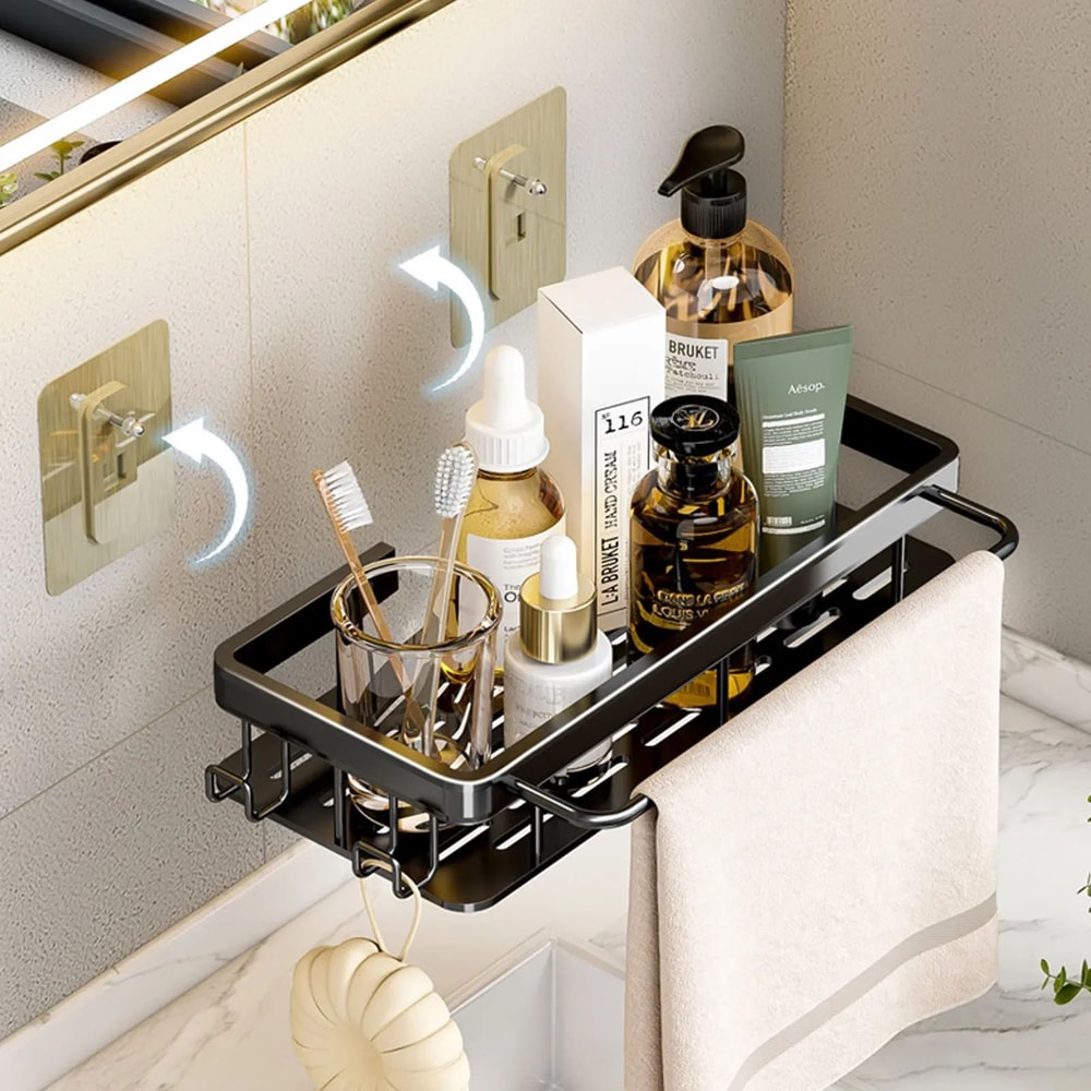 SpaceSaver Bathroom Corner Shelf NoDrill Aluminum Shower Storage Rack For Shampoo Toiletries 2