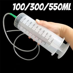 multi-use large capacity feeding syringe with hose for pet care, hydroponics & fluid transfer